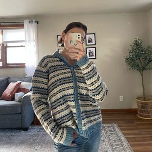 Talbots wool/cashmere mix vintage Arctic cardigan blue cottage core